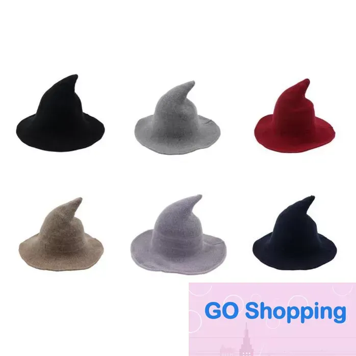 Quality Halloween Witch Hat Diversified Along The Sheep Wool Cap Knitting Fisherman Hat Female Fashion Witch Pointed Basin Bucket