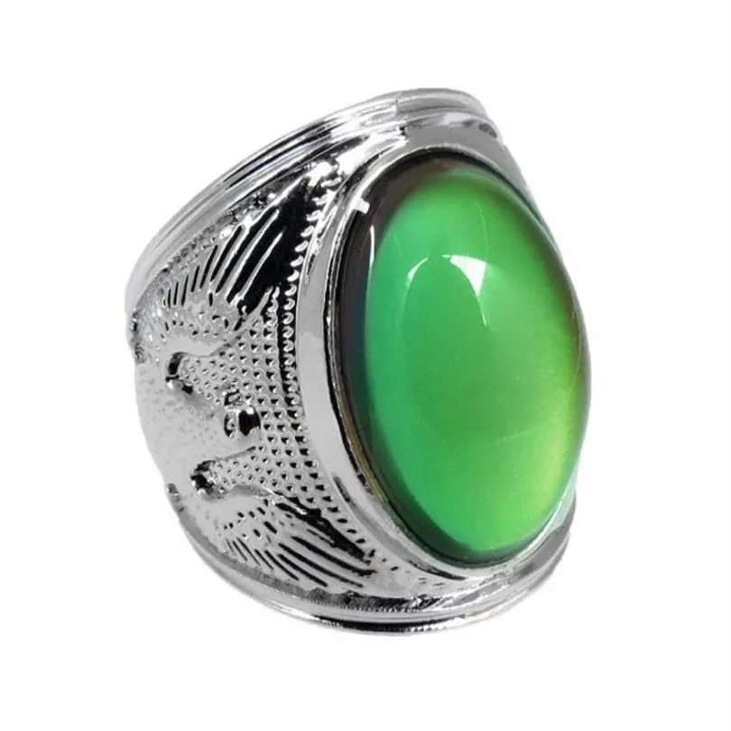 Bague d'humeur vintage en cristal ellipse, aigle, couleur changeante, 295C