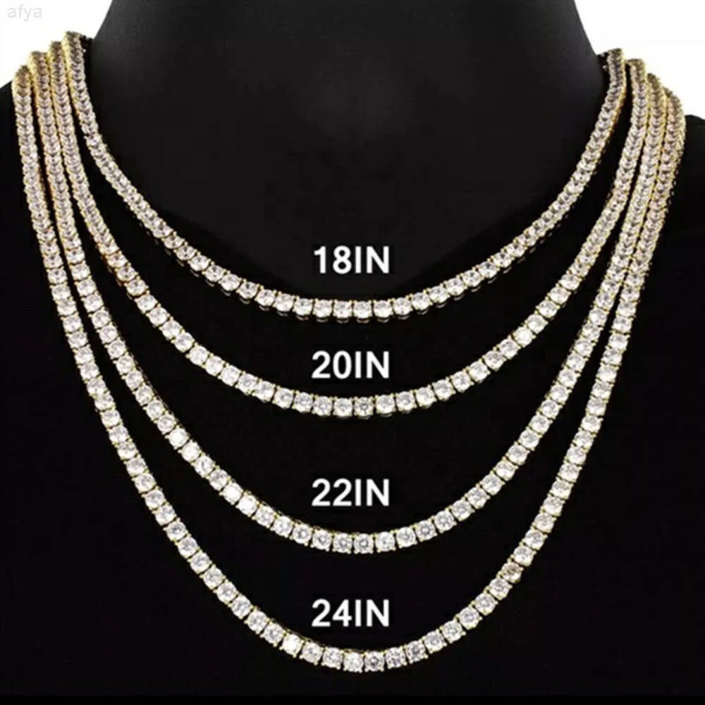 Hot Selling 10K 14K 18K Solid Gold 2mm 3mm Def Moissanite Round Diamond Tennis Chain Wedding Halsband för män