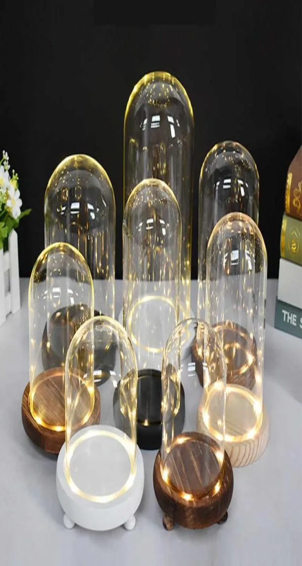 Kuppel-Display für Duftkerzen, transparentes Glockenglas aus Cloche-Glas mit Holzsockel, Dekoration in mehreren Größen für Kerzen, 01038092262