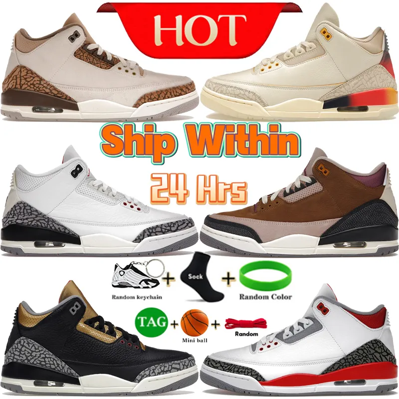 Nowe Jumpman 3 Buty do koszykówki 3s Palomino sps Sunset Białe cement ponowne ponowne zimę archaeo brązowy ogień czerwony Lucky Green Designer Treners Women Sneakers