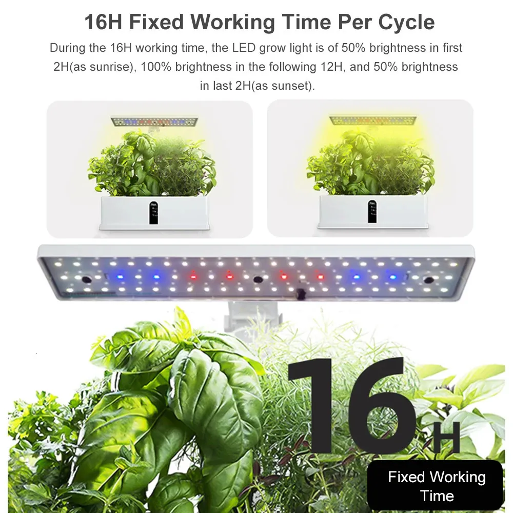 Planters 1W Smart Automatic Hydroponics Growing System Soilless Cultivation of Small Flower Pots with Led Grow Light for Home Kitchen