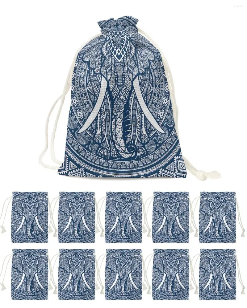 Décorations de Noël Mandala Éléphant Bleu Bohème Sacs À Bonbons Sac Cadeau Père Noël Fête À La Maison Navidad Noël Linge Fournitures D'emballage