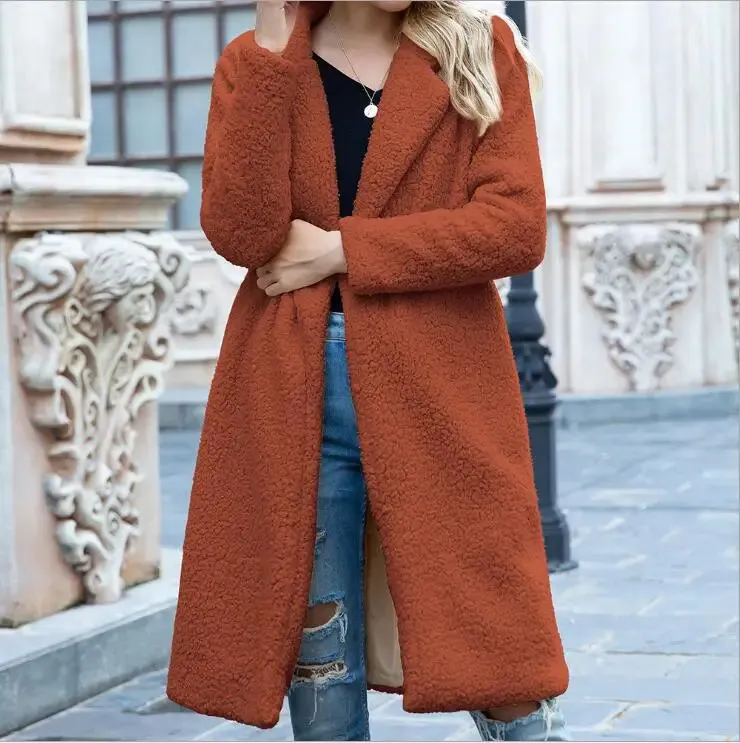 Women's Fur Faux Fur Women Warm Teddy Bear Coat Ladies Fur Jacket Medium length turtleneck sweater Outwear Plush Overcoat Long cardigan cashmere Coat 231024