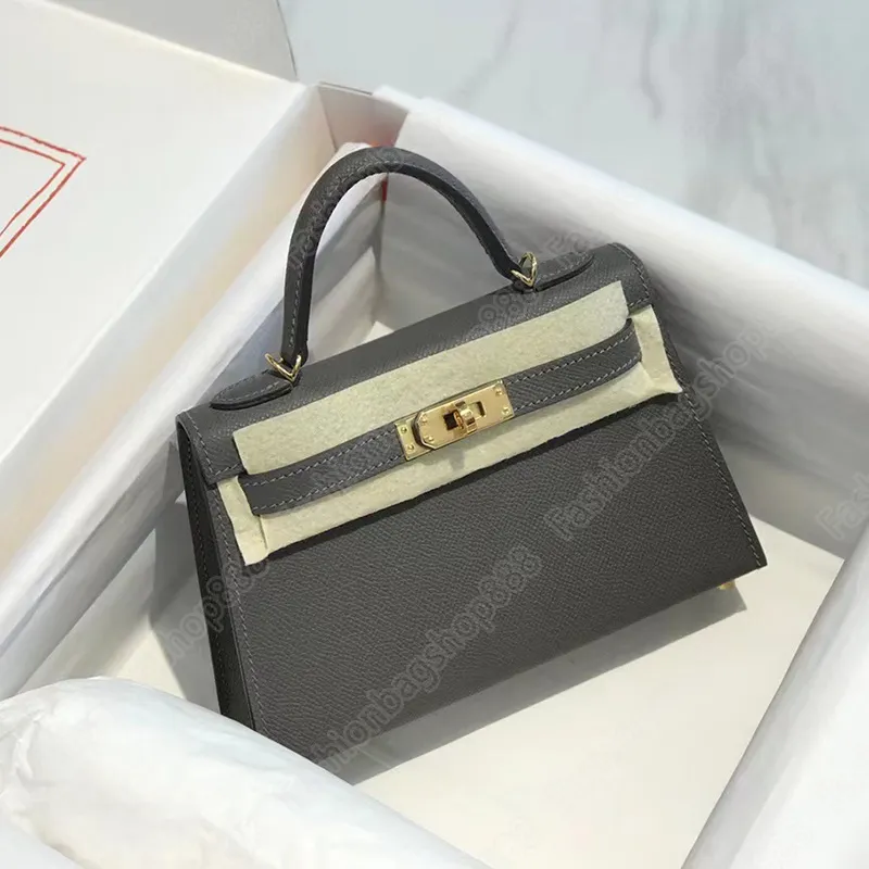 7A Top Quality Designer Women Purse Second generation mini bag handbag Epsom Leather Handbags Totes Mini Messenger Bag Semi handmade Semi hand sewn 19cm