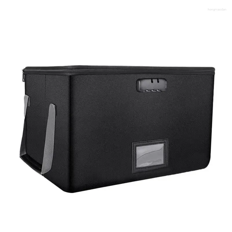 Storage Bags Portable Fireproof Document Safe Box With Lock Large Capacity Filing Cabinet Organizer Envelope File Folder Cash Pouch Bag