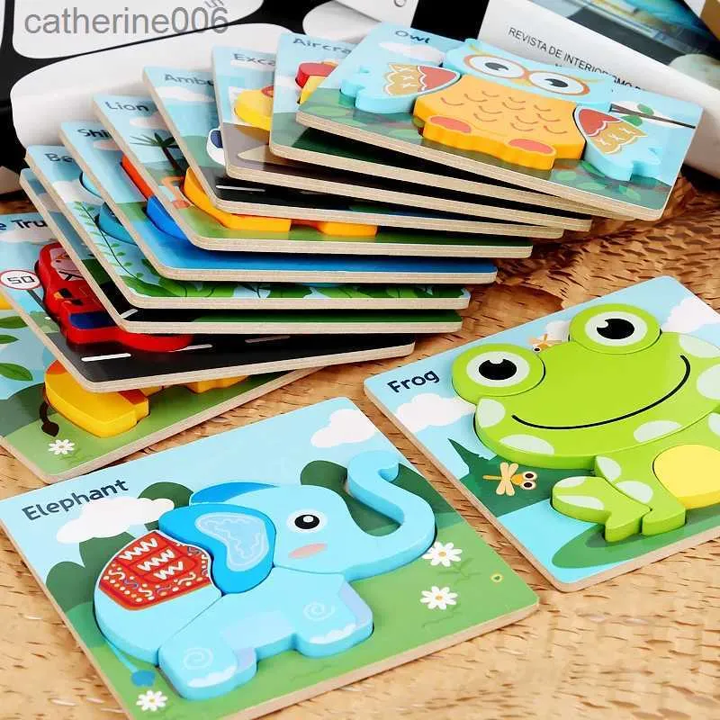 Puzzles 3D Puzzle Wooden Animal Jigsaw Puzzles Thick High Quality Baby Jigsaw Game Puzzle Toys Preschool Educational Toys for Kids GiftL231025