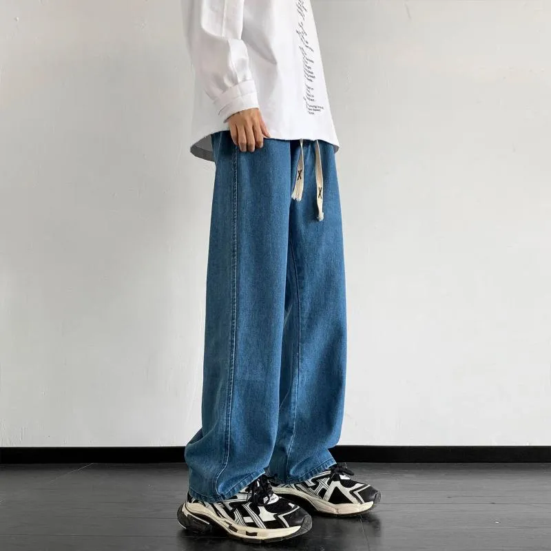 Jeans pour hommes 2023 Automne Baggy Hommes Mode Coréenne Lâche Droite Large Jambe Denim Pantalon Mâle Streetwear Marque Y2k Jaune Boue