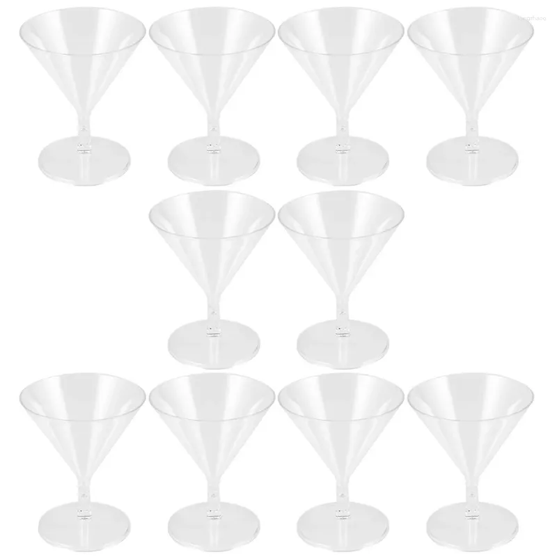 Wine Glasses 10 Pcs Plastic Cups Disposable Wineglass Whiskey Cocktail Martini Drinking