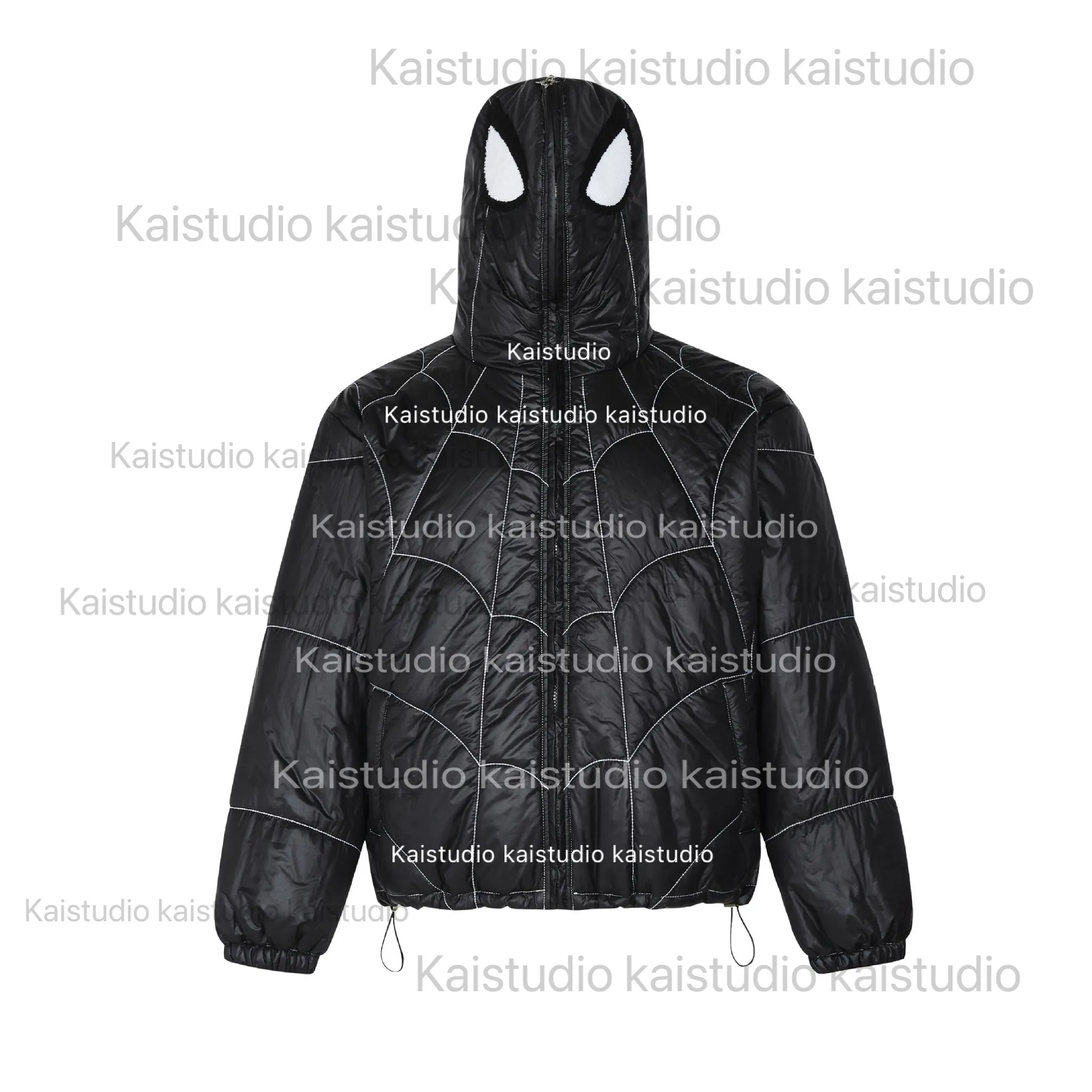 2023 Autumn/Winter Design American Street Spider Embroidery Versatile Small and Popular Hooded Thickened Coat Cotton Coat for Men and Women