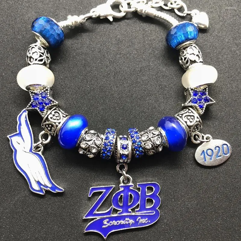 Charm Armbanden Mode ZETA PHI BETA Sorority Society Symbool Sieraden Emaille Metalen Hanger Big Hole Kralen Bangle Armband