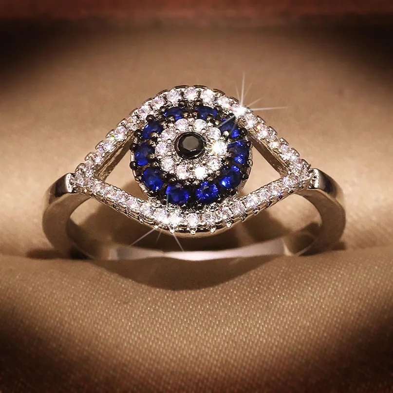 Fashion Diamond Womens Pierścienie mrożone przez diabelskie pierścień oka s925 srebrne pierścionki biżuterii