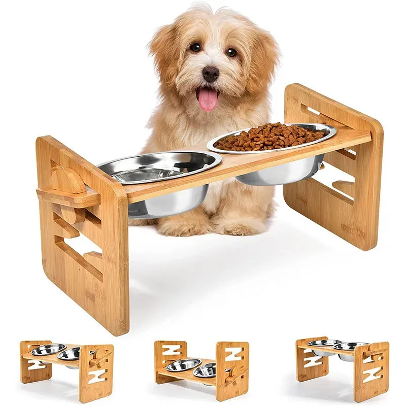 Bamboo Elevated Bamboo Dog Bowl Stand With Stand Adjustable Raised Food And Water Bowl Holder For Small And Medium Pets Rabbit Design 231023 From Powerstore10 18.14 DHgate.Com