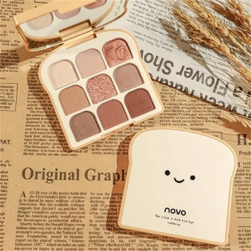 Toast 9 colori palette di ombretti opachi piatto per occhi perlescente palette di trucco carino cosmetico femminile duraturo bellezza della natura