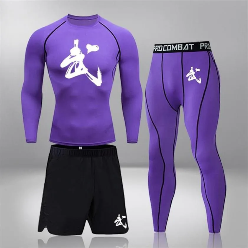 Men's Tracksuits T Shirts ClothesThermal Underwear Compression 3-piece Set Of Men Sportswear Gymnastics Running Tights247p
