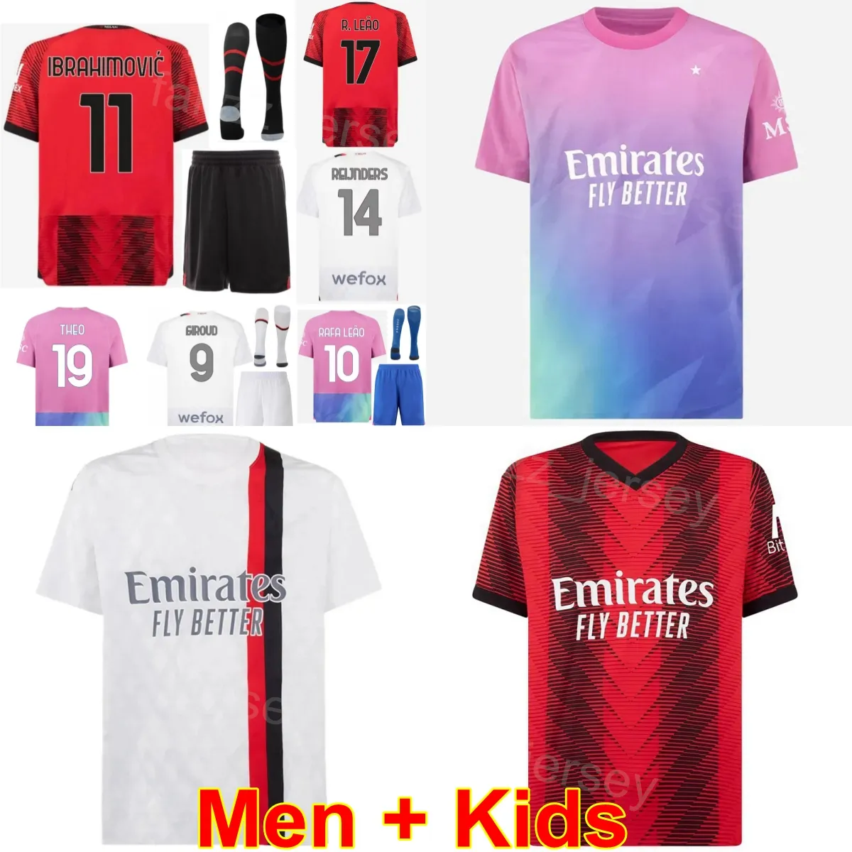 Heren Kinderen 23 24 Club 17 OKAFOR voetbalshirt 23 TOMORI 19 HERNANDEZ LOFTUS-CHEEK REIJNDERS THIAW CHUKWUEZE CALABRIA PULISIC GIROUD LEAO voetbalshirtsets ACMilan