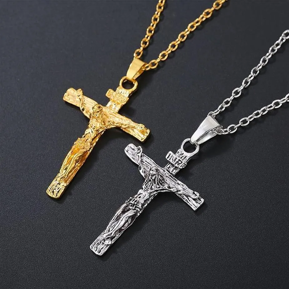 Colares pingentes cruz cadeia colar para mulheres e homens luxo masculino hip hop legal acessório moda unisex jesus presentes245s