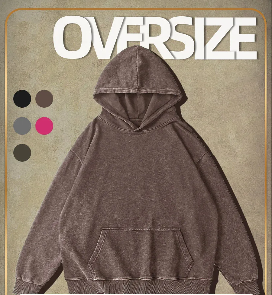 Partihandel anpassad design vinter bomull tjock hoodie boxy stil tvättade mäns överdimensionerade varor vintage tungvikt män hoodie