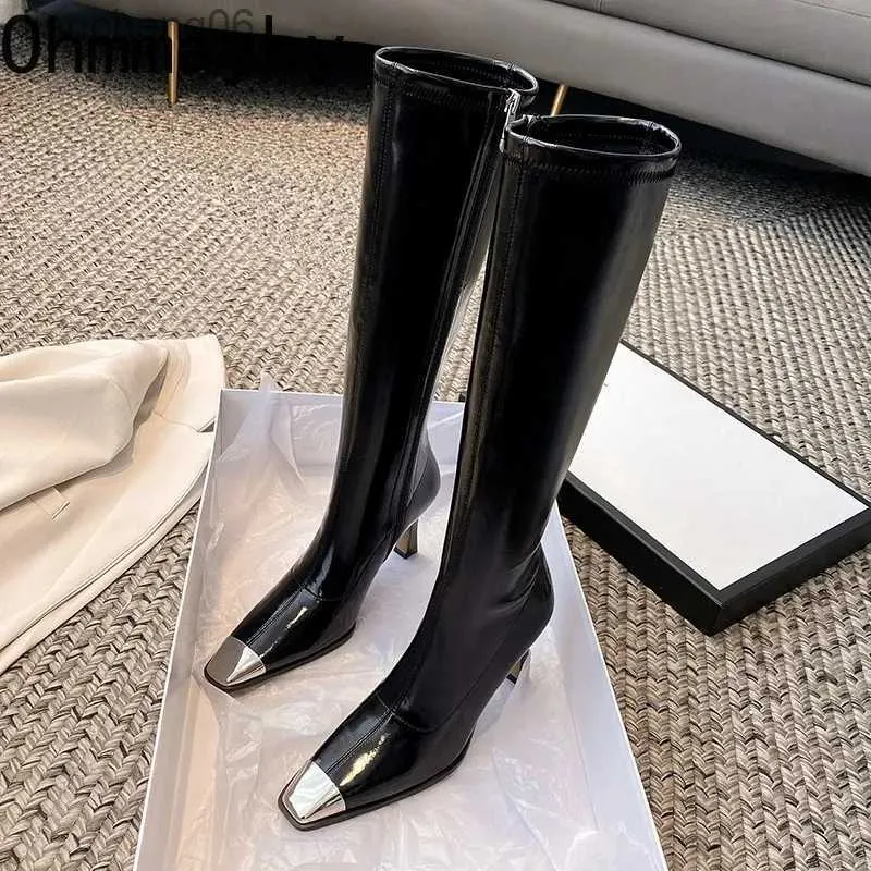 Bottes hiver femmes talon haut genou-bottes Sexy bout pointu longues chaussons chaussures robe de soirée dames ShoesL231025