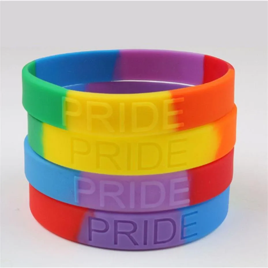 100pcs Gay Rainbow Lesbian Bisexual homeosexuality homosex homoerotism silicone wristband rubber band bracelet bangle209u