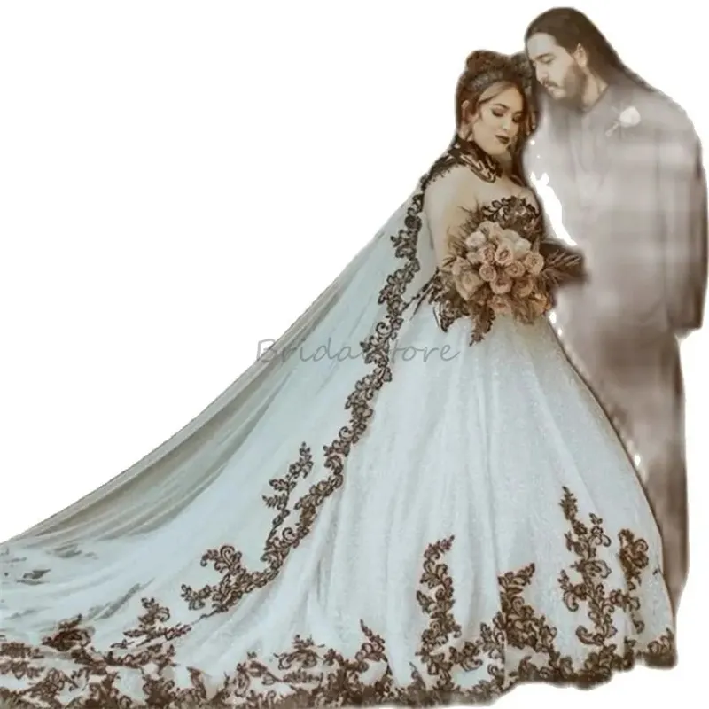 Risparmia alla grande su Abiti Da Sposa Gotici Bianchi Neri Abito Da Sposa  Applique Bianco Gotico Con Abito Da Ballo In Paillettes Scintillante in