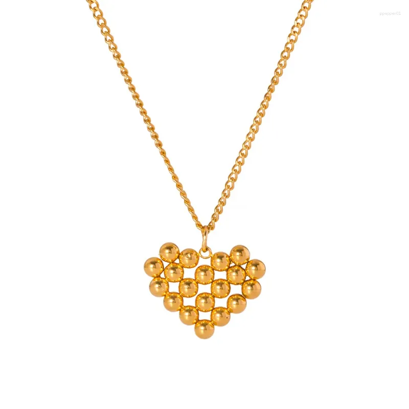 Ожерелья с подвесками из нержавеющей стали премиум-класса с золотыми бусинами, ожерелье в форме сердца, аксессуары, женские изысканные ювелирные изделия, подарки другу