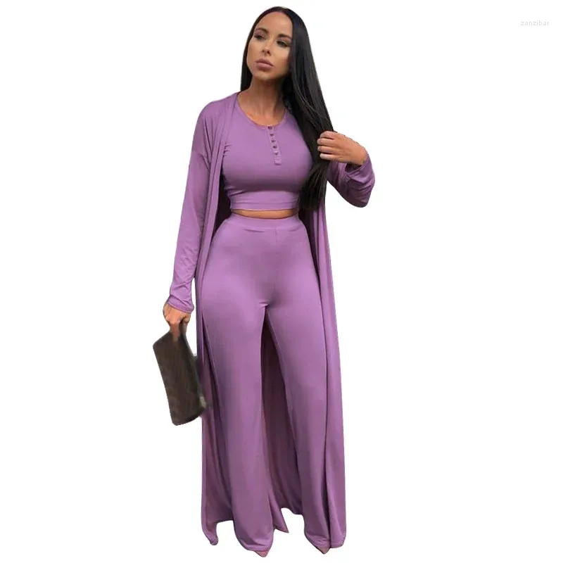 Women's Two Piece Pants Casual Elegant Women Set Female 3PCS Outfits Girl's Ctopped Tops Coats Suit Lady's Three Streetwear Sets