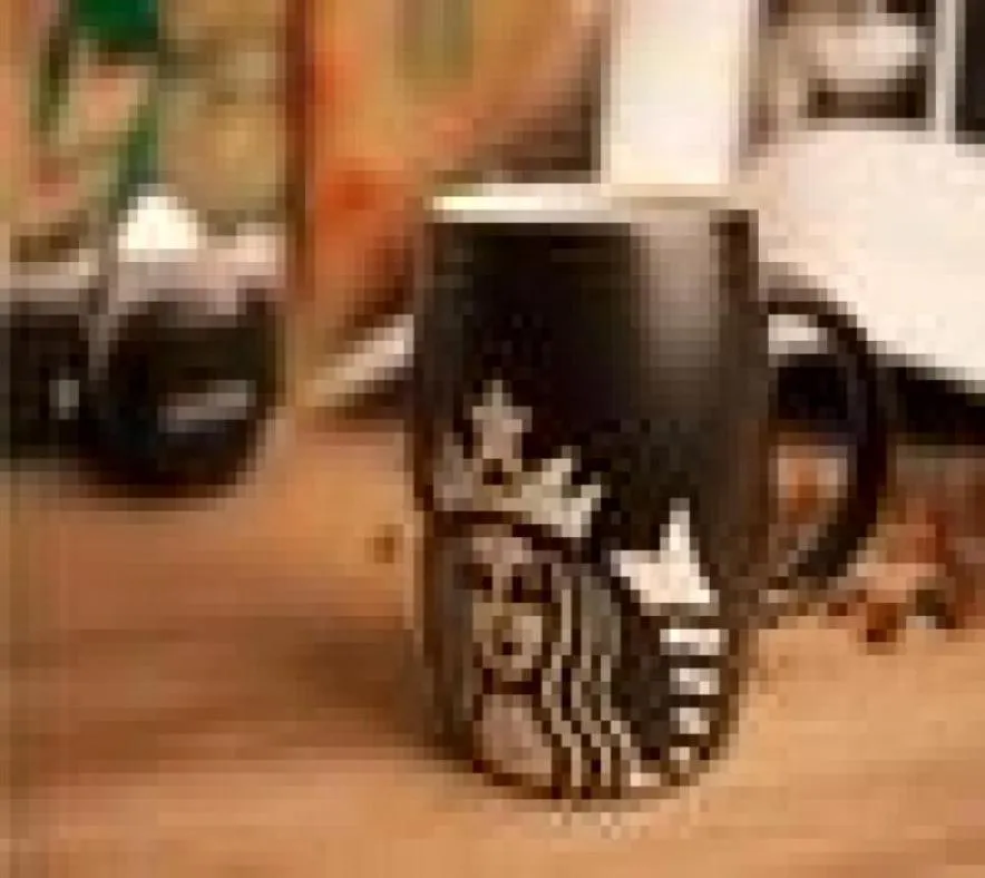 Estilo nórdico clássico fosco preto xícara de café 12 onças sereia meio logotipo cerâmica caneca incar desktop cup5787470