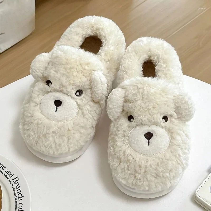 Slippers ASIFN Katoen Vrouwen Man Cartoon Warme Winter Fuzzy Koppels Thuis Indoor Leuke Comfortabele Zapatos De Mujer Mode