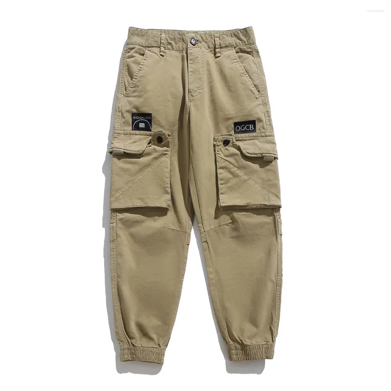 Survêtements pour hommes Elmsk japonais rétro marque tendance pantalon de travail ample avec pieds liés lavés jeunesse couleur unie coupe slim petit s