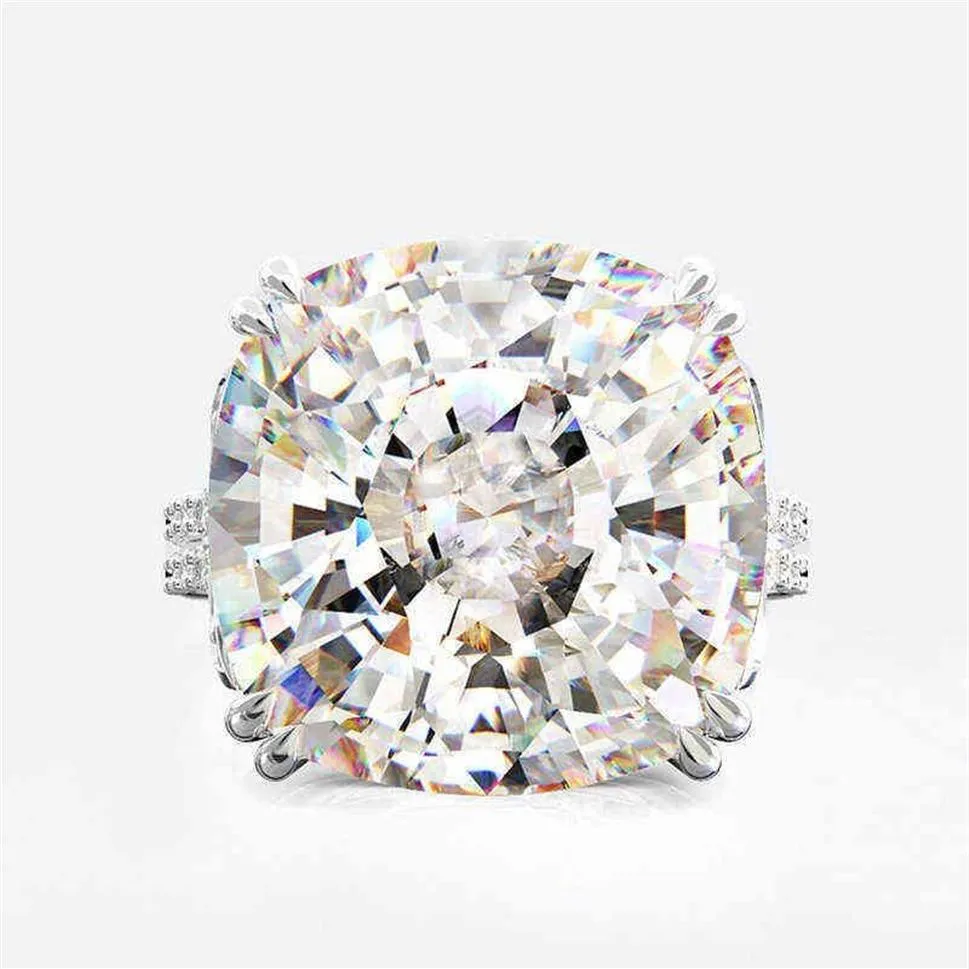 Yastık kesim 10ct moissanit elmas yüzüğü 100% orijinal 925 STERLING Gümüş Nişan Düğün Bandı Kadınlar İçin Parti Mücevherleri232G