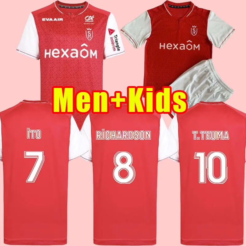 Stade de Reims Soccer 29 Folarin Balogun Jerseys 2023 2024 Club 3 Kamory Doumbia 70 Alexis Flips 2 Wout Faes