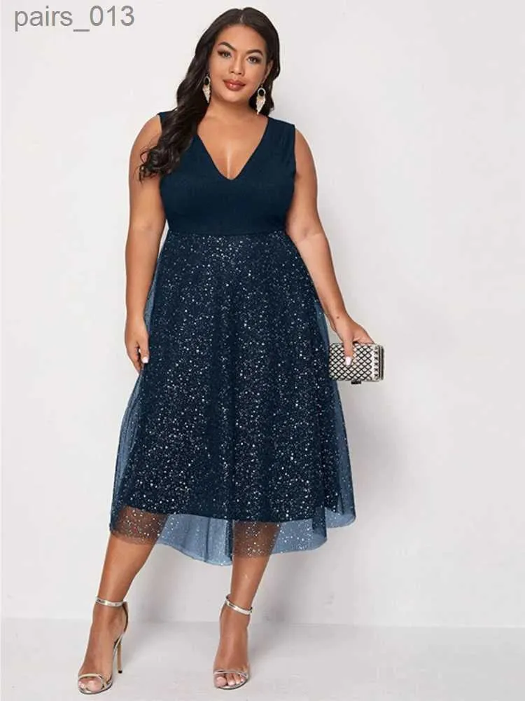 Navy blue casual dress plus size 2025