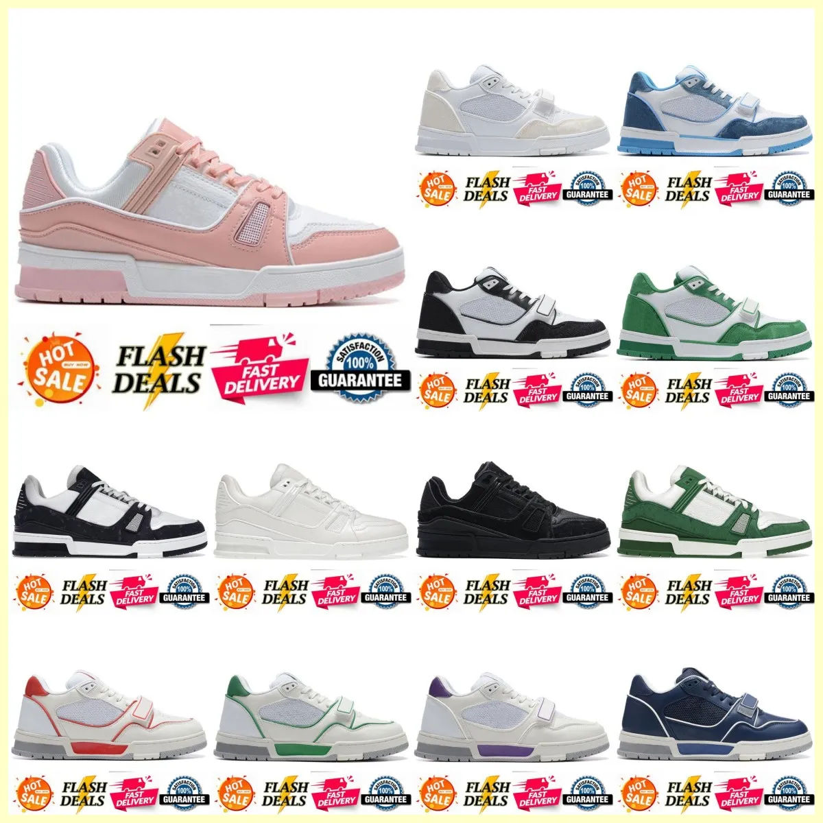 Män kvinnor tränare designer skor tränare sneakers låg svart vit baby blå marinen orange gröna turné gul ​​rosa brun mens tennis mode 2189 9613