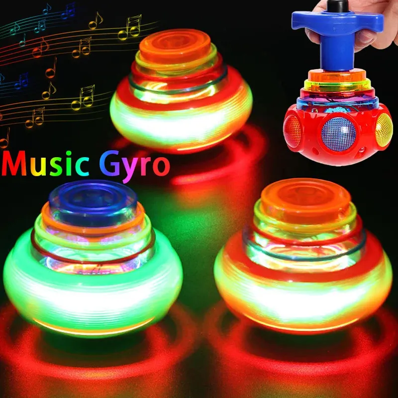 Spinning toppmusik gyro barn färgglada led ljus påsar goodie fyllmedel leksak barn lysande blinkande rund boll gynnar festgåvor 231025