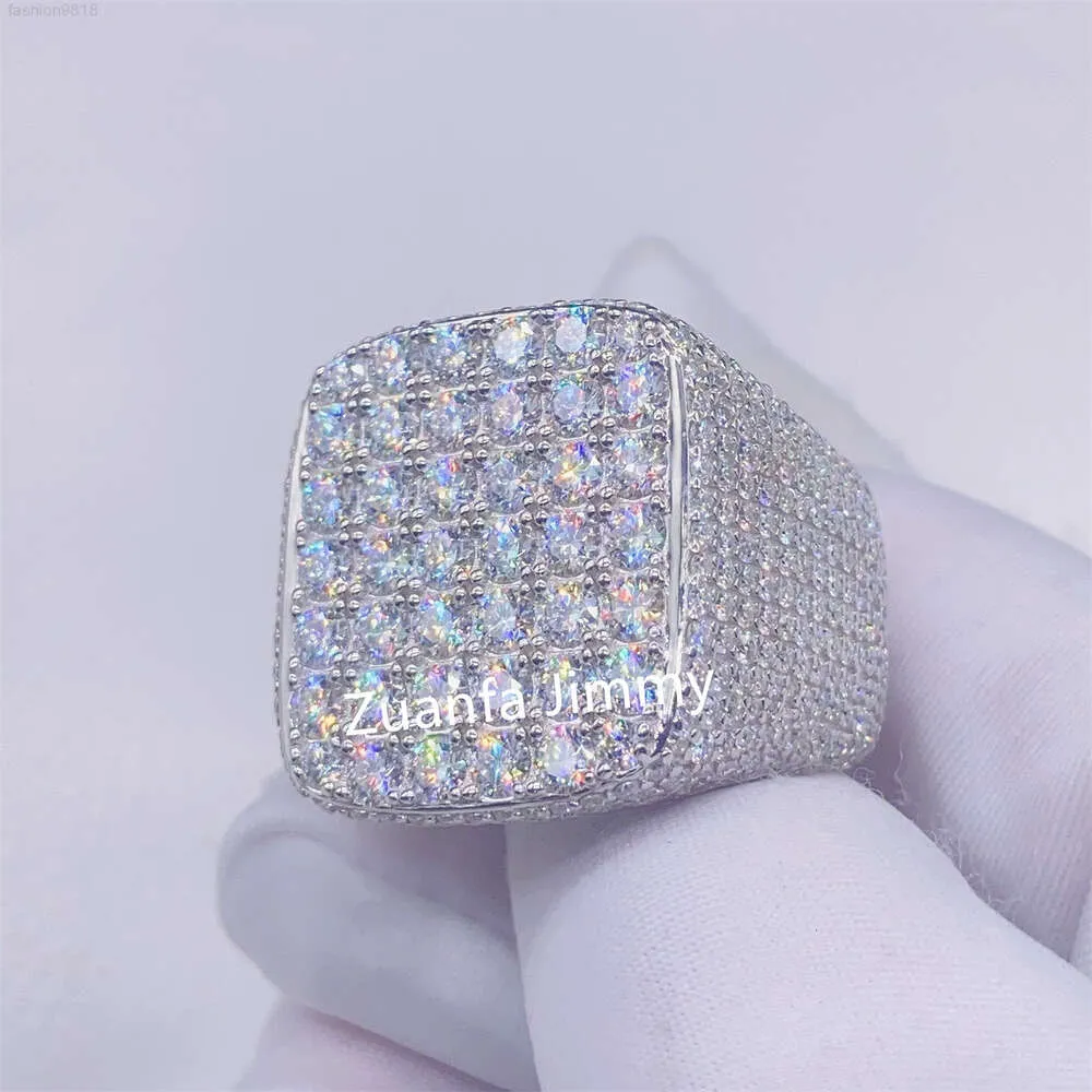 Bijoux fantaisie Bague Hip Hop Plaqué Or 14 carats Plaqué Or Blanc Argent 925 avec Vvs Moissanite Pinky Ring pour Homme