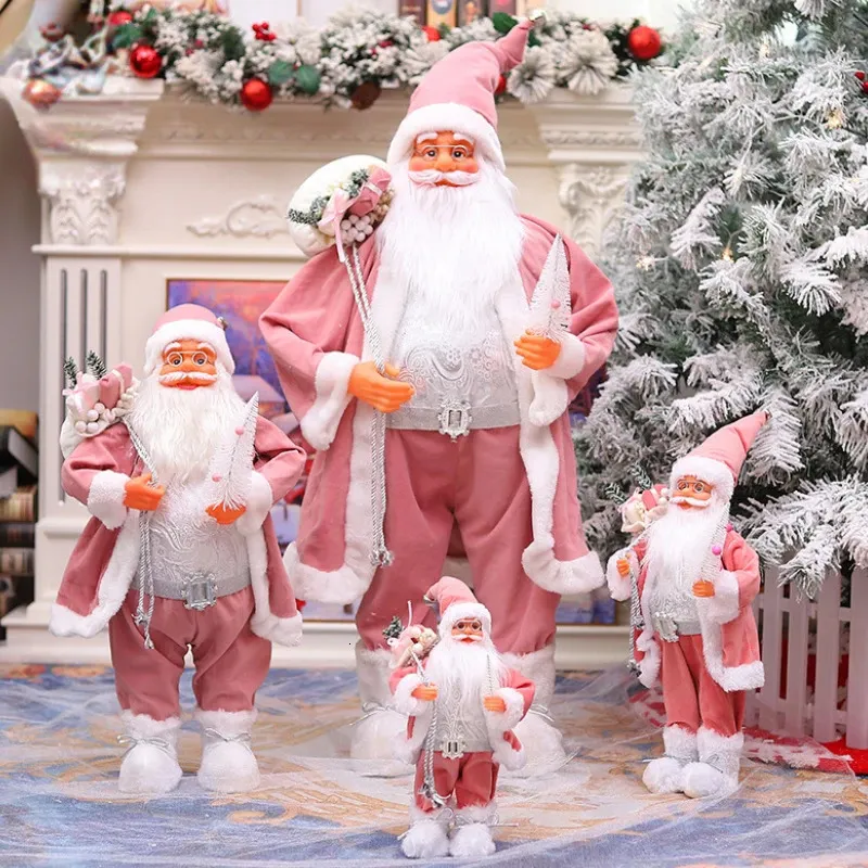 Pink Santa Claus Doll Big Christmas Decoration, Xmas Gift for Children,  Festive Home Party Ornaments, Holiday Decor