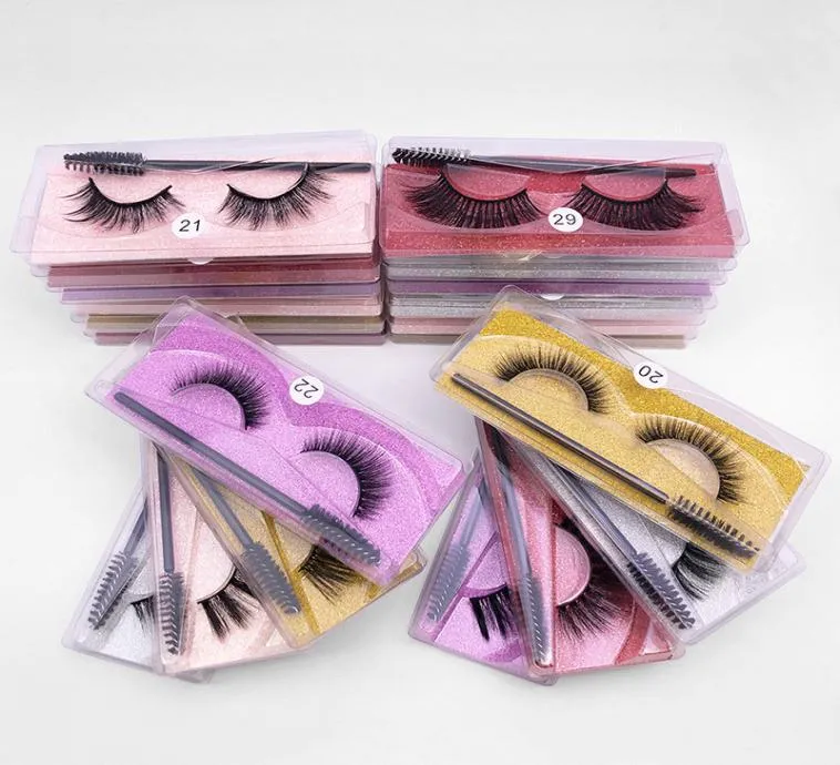 Mink Eyelash False Eyelashes Natural Long Fake Eyelash Extension med bärbara fransar Borst Tjock Faux 3D Eye Lash Makeup 2029 4563892