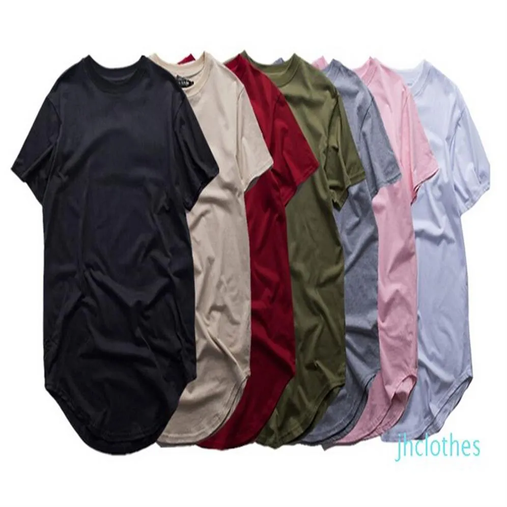 Mode av hög kvalitet utökad t-shirt män sommar böjd hem longline hip hop tshirts urban tomma mens tee shirts186p