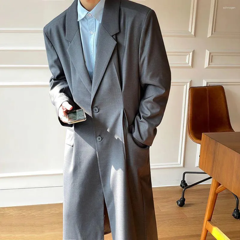 Mens Trench Coats Coat Mid Length Autumn Korean Style Trendy Loose Over The Knee Casual Retro Comfortable Simple Suit Collar From 59 61 DHgate