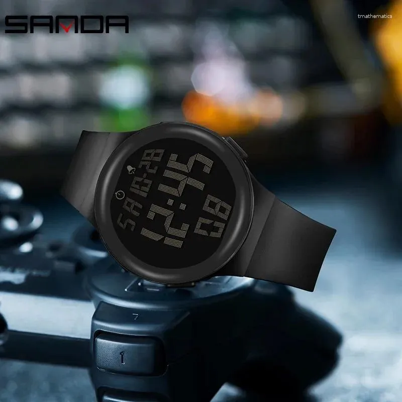 Zegarek SANDA 2151 Trenda moda miękka pasek TPU LED duży ekran Ruch cyfrowy Wodoodporny alarm ręczny zegar Sports Stop Watch