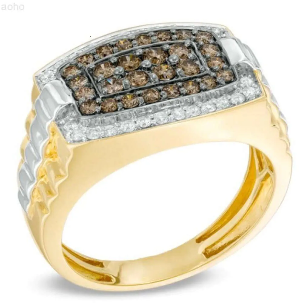 Groothandel mode champagne en wit 925 sterling zilver hiphop moissanite ring tonneau-vormige ring