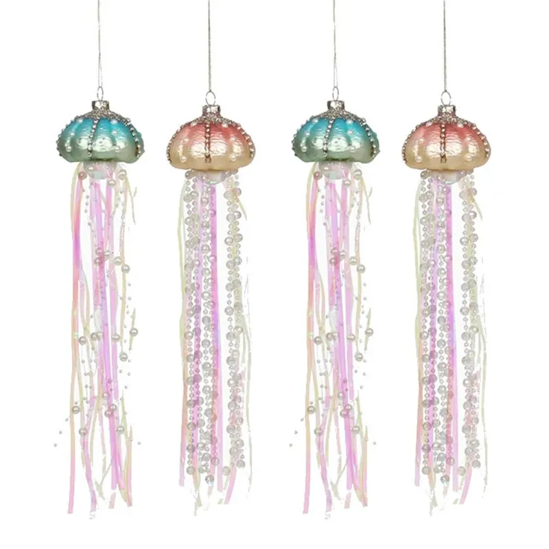 Christmas Decorations Jellyfish Ornaments Decor Tree Sparkly Hanging Pendant Glass Jelly Fish al Xmas Decoration 231025