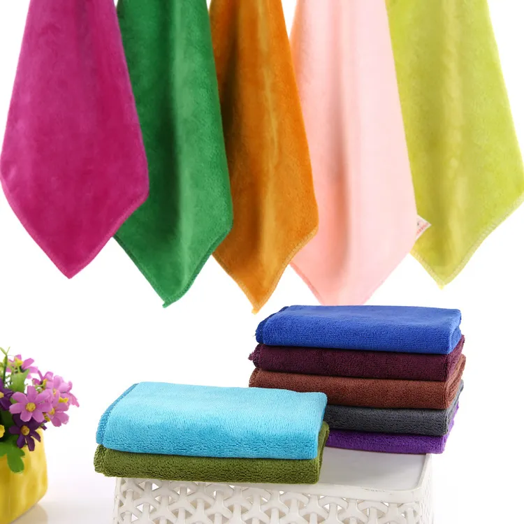 Partihandel mikrofiber rengöring av tyg bulk mikrofiber handduk för hem återanvändbara trasa handdukar för bilbördade färger 11,8 x 11,8 tum