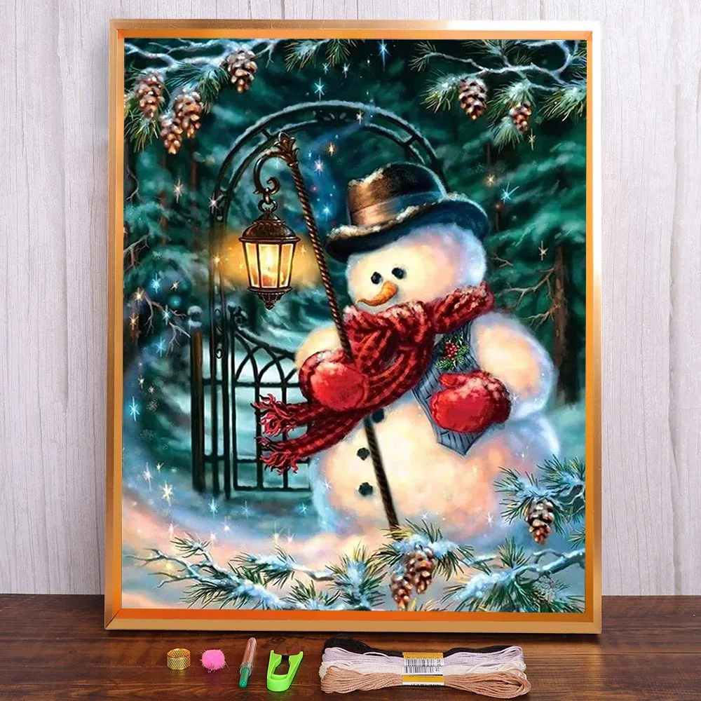 Pinturas Bola de Natal com Neve Impressa Lona 11CT Cross-Stitch DIY Padrões de Bordado DMC Threads Tricô Costura Mulina 231024