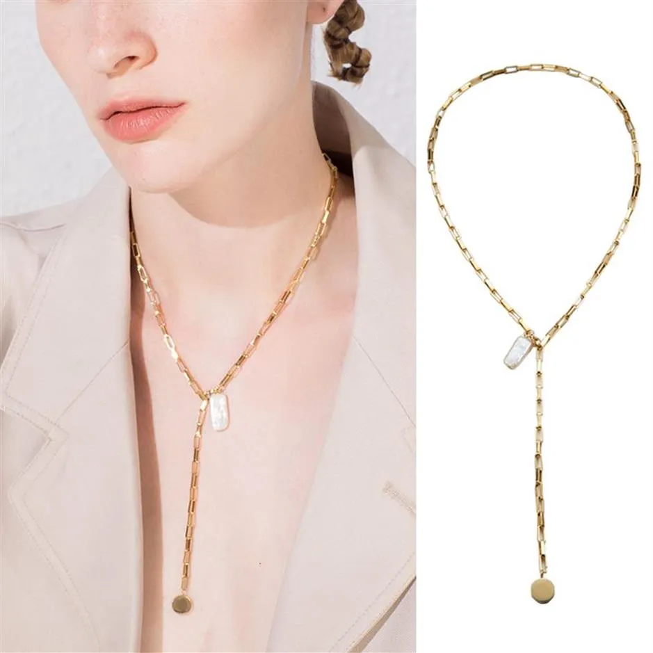Neue Conch Kette Anhänger Halskette Frauen Edelstahl Natürliche Perlmutt Halsketten Schlüsselbein Kette Mode Jewelry277w
