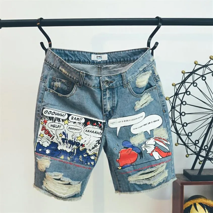 Jeans-Shorts für Herren, 2019, Hose, Sommermuster, knielang, mittlerer Reißverschluss, mittelschwere Jeans für Herren, Neu Y19072501305h