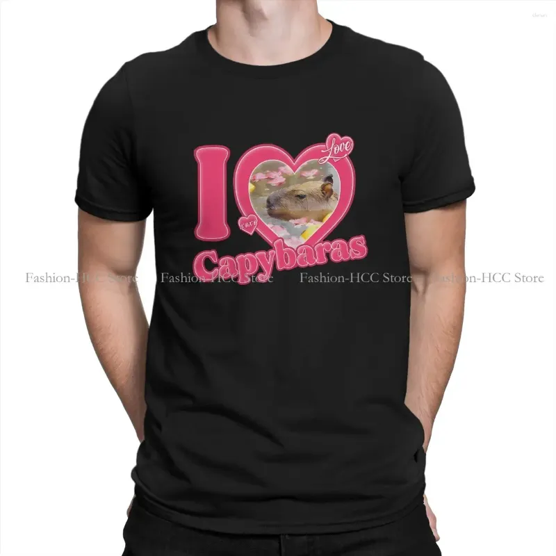Herr t -skjortor jag älskar rund krage tshirt capybara capybaras original polyester skjorta män kläder mode
