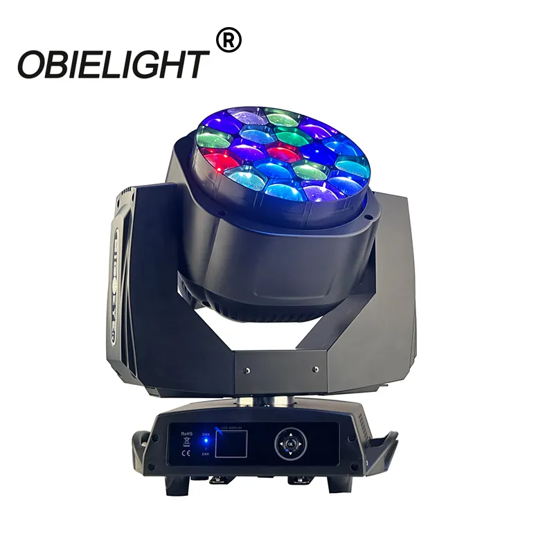 Faisceau led dmx512 à tête mobile, yeux d'abeille pour 19x15w rgbw 4 en 1, éclairage de scène beye 19 k10