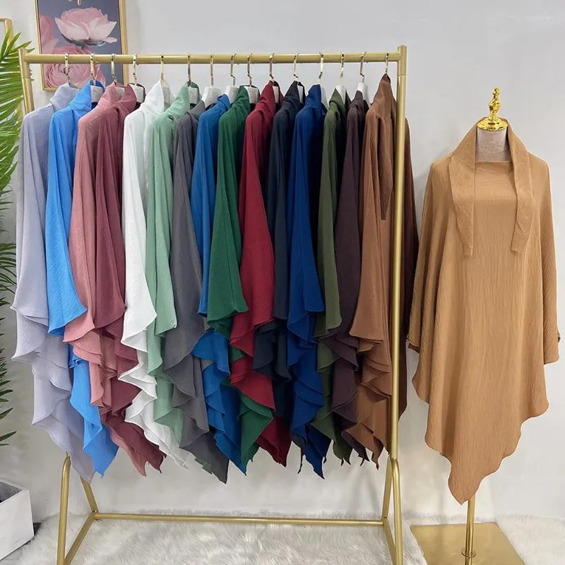 Abbigliamento etnico Hijab per donna Abaya Dubai Turco Solido Khimar Foulard Musulmano Turbante Avvolgere Scialli Malesia Sciarpe 15 colori Ramadan